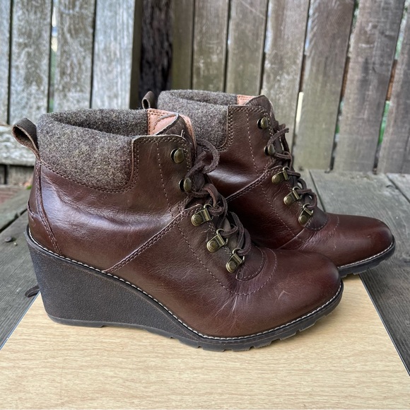 Sperry Top-Sider Wm’s Celeste Bliss Brown Leather Wedge Lace Up Ankle Boots Sz 9 - Picture 2 of 14